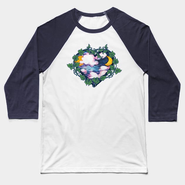 Moon Phase Wishing Well Heart Baseball T-Shirt by bubbsnugg